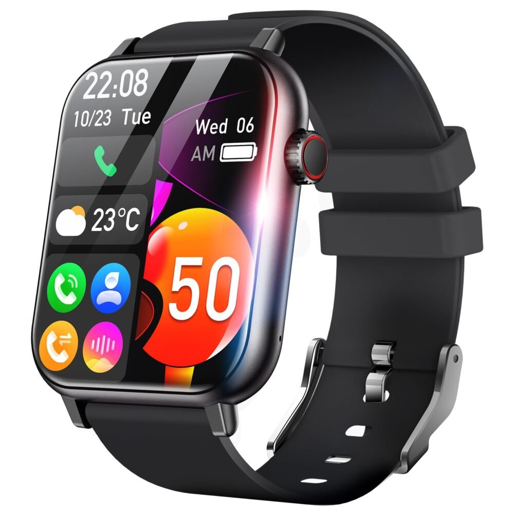 Smart Watch for Men Women 1.96" HD Screen Smartwatch Answer/Make Calls 100+ Sport Modes IP68 Waterproof Fitness Tracker with Step Counter,Sleep & Heart Rate Monitor for Android iOS Phones