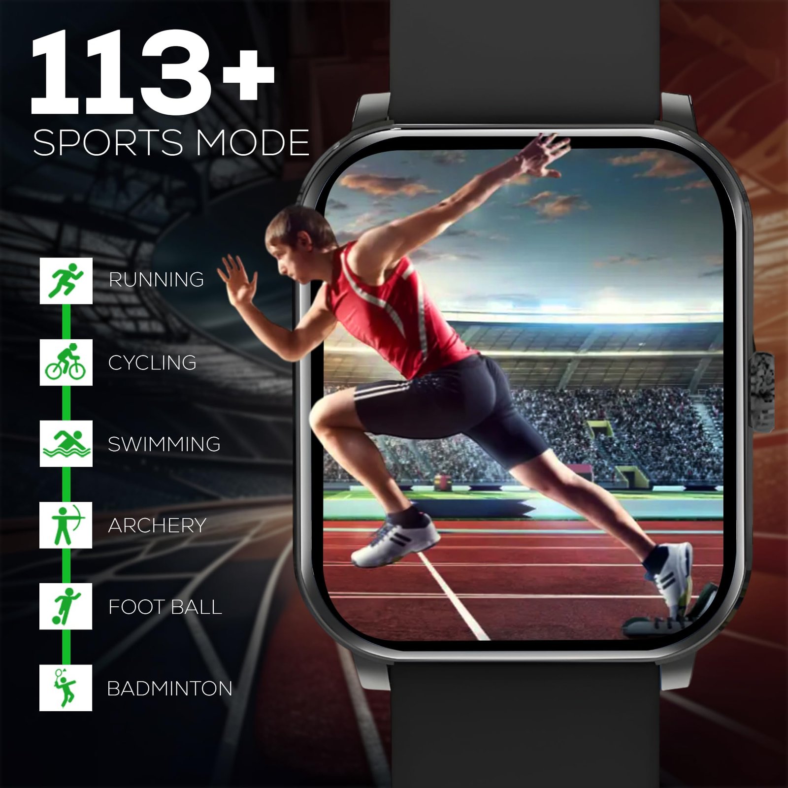 NovoLux HD Display Smartwatch for Men & Women Answer/Make Calls, Heart Rate Monitor, 113+ Sports Modes, Step Counter, IP68 Waterproof, Compatible with Android & iOS(Black) - Image 6